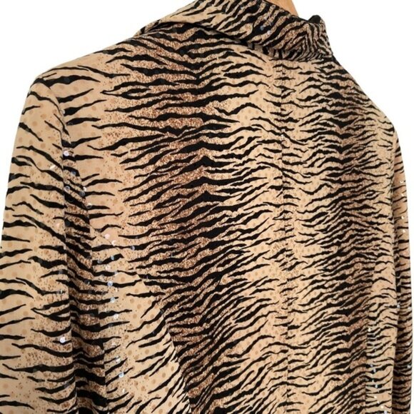 Joseph Ribkoff fitted blazer zip up animal prints sequins embellished medium - Picture 6 of 14